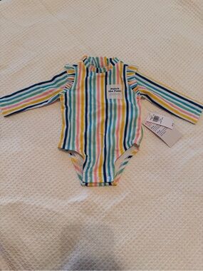 Old Navy Multicolor Striped Long Sleeve Swimsuit